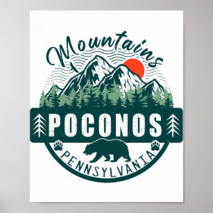 Poconos Retro Pennsylvania Mountains 60s Poster