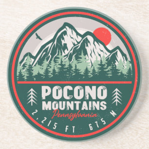 Poconos Retro Pennsylvania Mountains Coaster