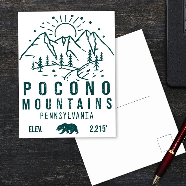 Poconos Retro Pennsylvania Mountains Minimalist Po Postcard (Creator Uploaded)