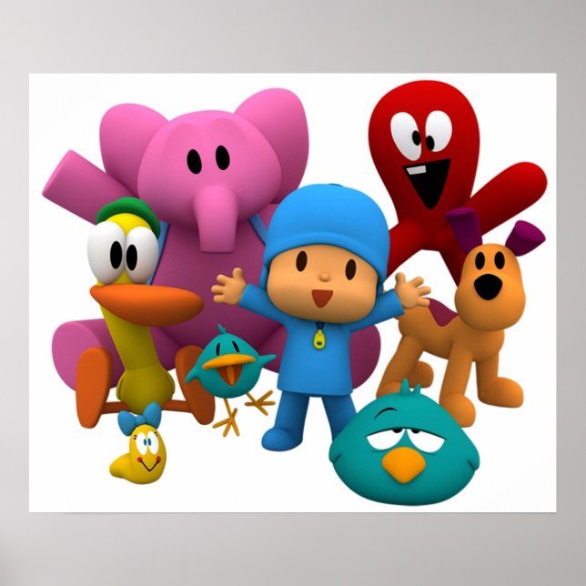 pocoyo and friends are smile Tshirt  mask and stic Poster (Front)