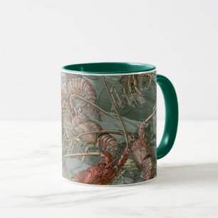 Pod of Lobsters in the Ocean, Vintage Art Nouveau Mug