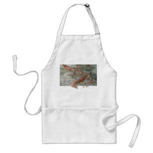 Pod of Lobsters in the Ocean, Vintage Art Nouveau Standard Apron