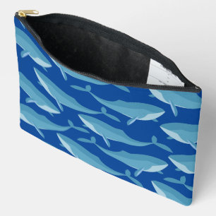 Pod of Whales Swimming Dark Blue Accessory Pouch