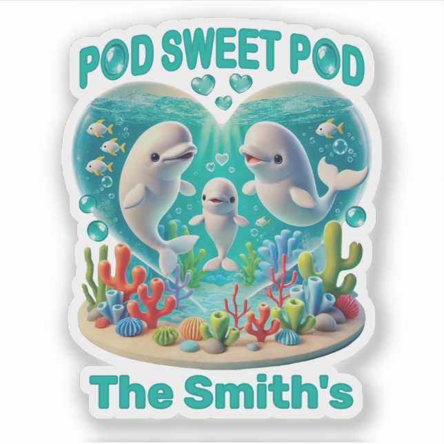 "Pod Sweet Pod" Whale Family Customisable (Front)