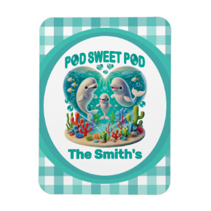 "Pod Sweet Pod" Whale Family Customisable Magnet