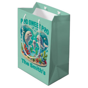 "Pod Sweet Pod" Whale Family Customisable Medium Gift Bag