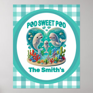 "Pod Sweet Pod" Whale Family Customisable Poster