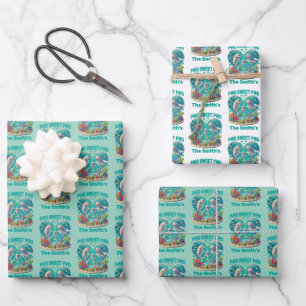 "Pod Sweet Pod" Whale Family Customisable Wrapping Paper Sheet