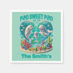 "Pod Sweet Pod" Whale Family Napkin