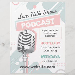 Podcast Talk Show Flyer - Pink & Green
