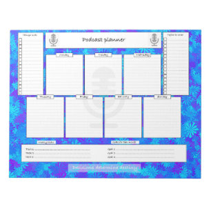 Podcast weekly planner with monthly goals notepad