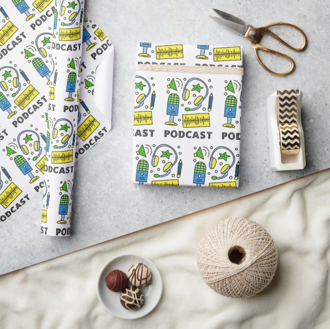 Podcast Wrapping Paper, Content Creator Gift Wrap (Crafts)