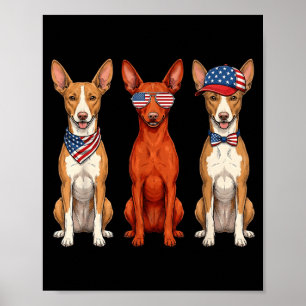 Podenco 4th Of July Aamerican Flag Dog Patriotic Poster