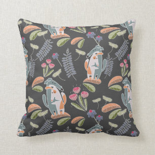 Podenco and Galgo Dogs Floral Charcoal Cushion