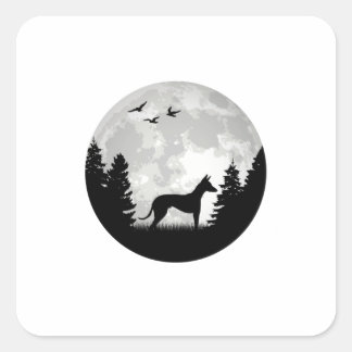 Podenco Moon Spanish Greyhound Ibizan Hound Square Sticker