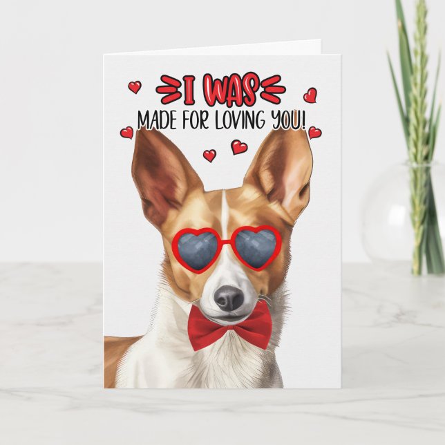 Podengo Dog Made for Loving You Valentine Holiday Card (Front)