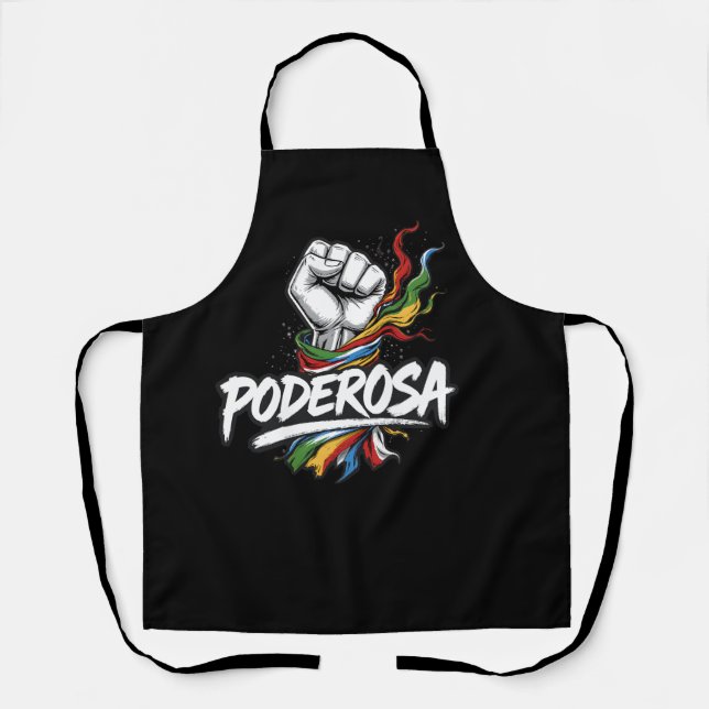 Poderosa – Empowering Latina Fist with Latin Flag Apron (Front)