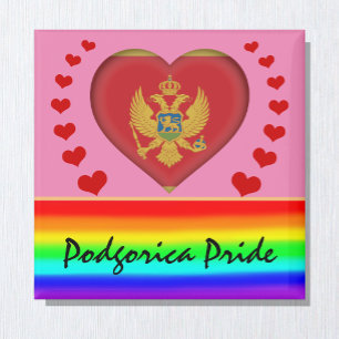 Podgorica Pride & Hearts & Rainbow Flag /love Magnet