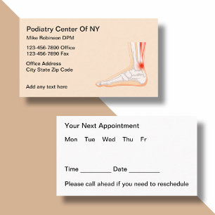 Podiatrist Appointment Medical Business Cards