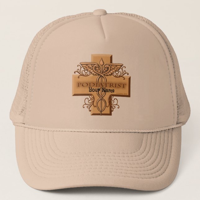 Podiatrist Cross Caduceus Trucker Hat (Front)