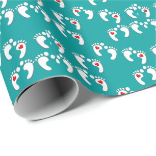 Podiatrist Feet Pattern Teal Wrapping Paper