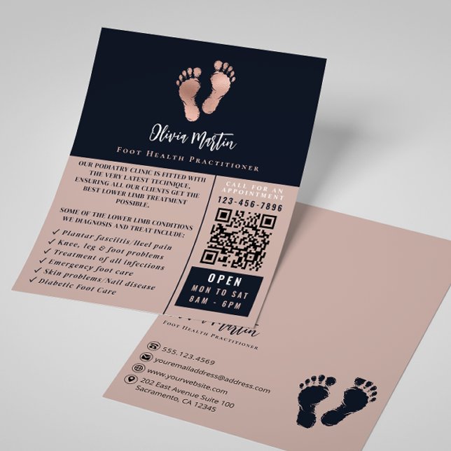 Podiatrist Foot Health Practitioner QR Business  Flyer (Creator Uploaded)