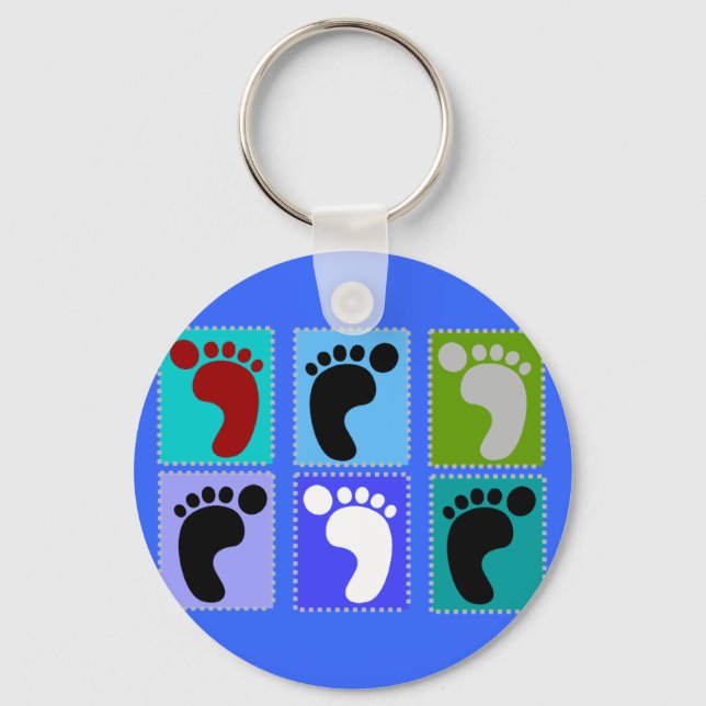 Podiatrist Gifts Popart Design of Feet Key Ring (Front)