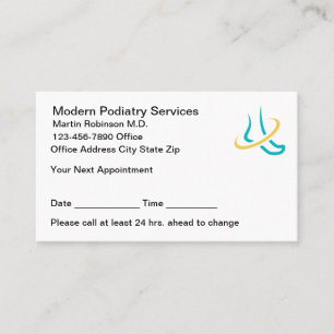 Podiatrist Modern Logo Appointment Cards 