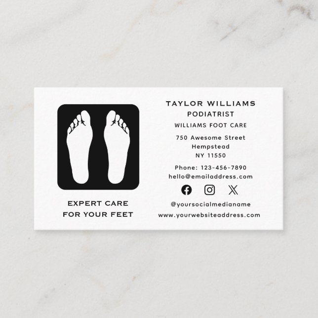 Podiatrist Reflexologist Reflexology Social Media Business Card (Front)