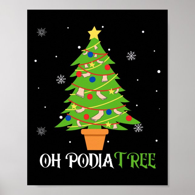 Podiatry christmas tree podiatrist foot medical as poster (Front)
