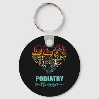 Podiatry Nurse Heart Funny Vintage Foot Care Nurse Key Ring