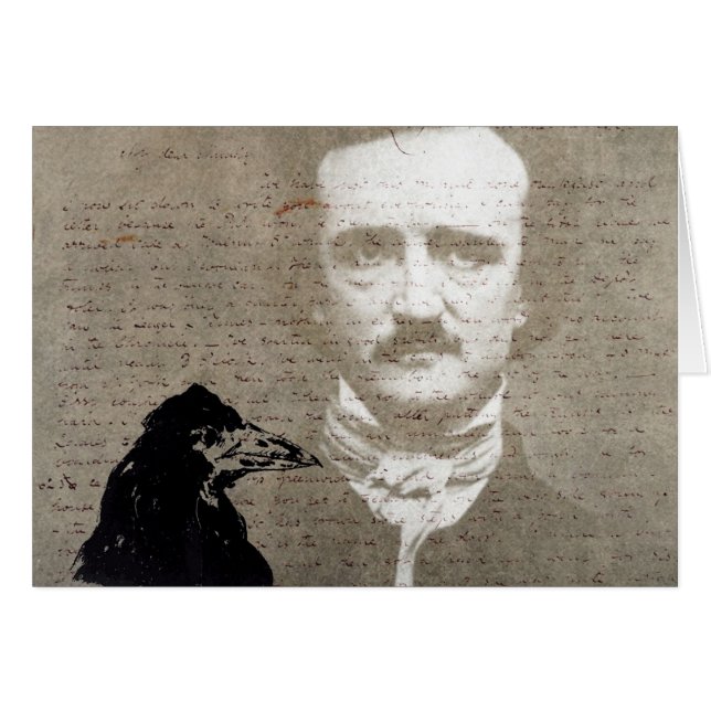 Poe And The Raven Grunge Digital Art (Front Horizontal)