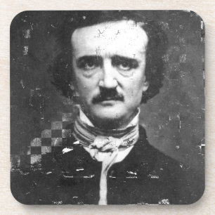 Poe Grunge Black and White Coaster