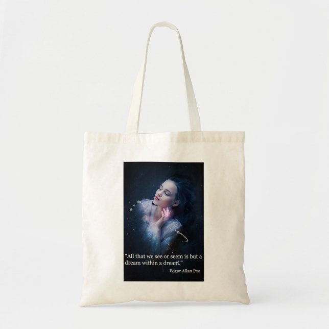 Poe quote on dreams tote bag (Front)