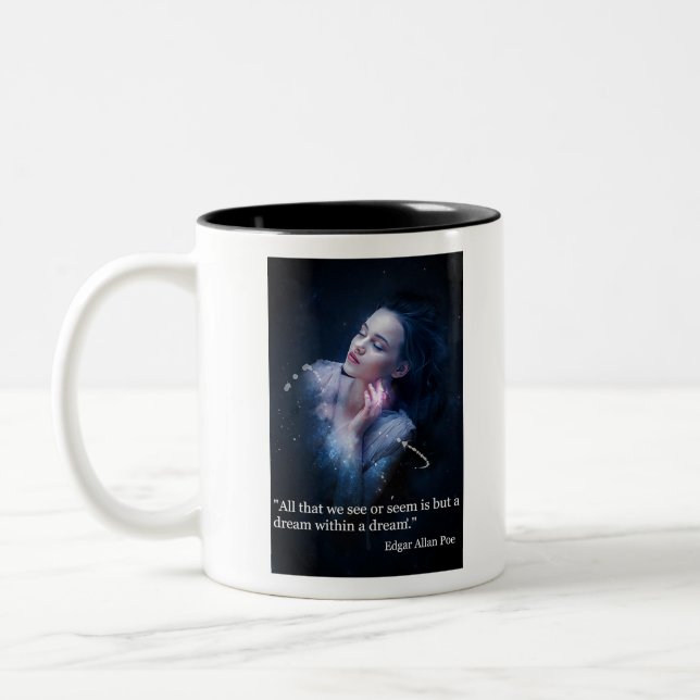 Poe quote on dreams Two-Tone coffee mug (Left)