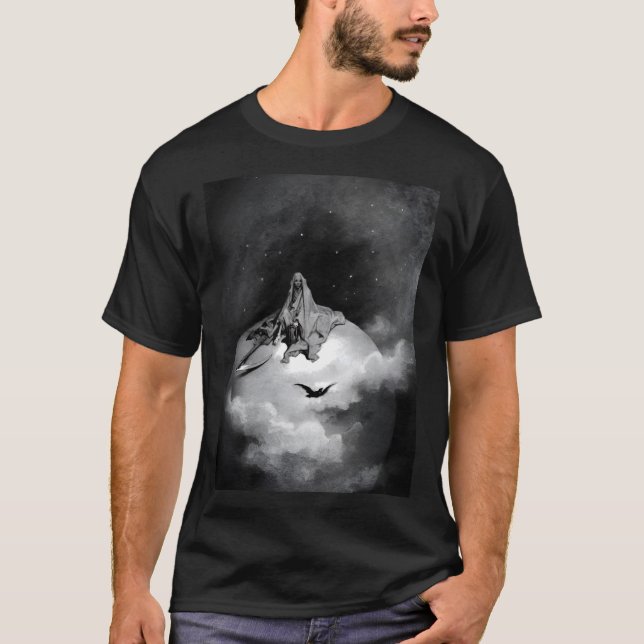 Poe Raven Illustration by Gustave Dore T-Shirt (Front)