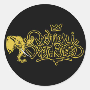 poedis_yellow classic round sticker