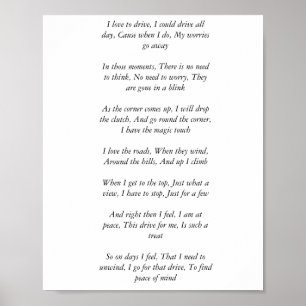 Poem about driving to find peace poster