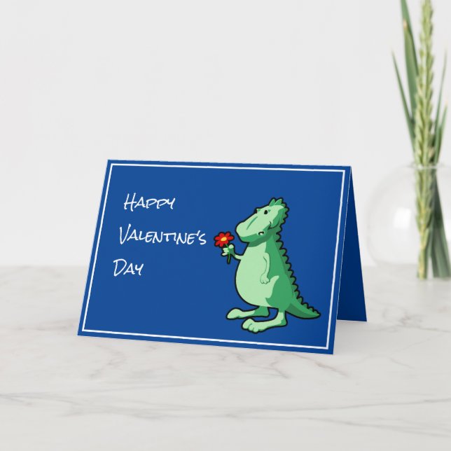 Poem and Cute Dinosaur Valentine's Day Card (Front)