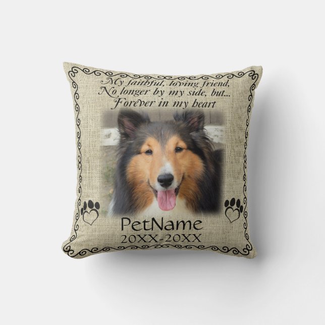Poem Faithful Friend Pet Sympathy Custom Burlap Cushion (Front)