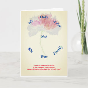 Poem Female Pet Loss Sympathy Folded  Card