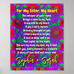 Poem for Sister Personalised Gift Poster Print