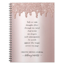Poem for Writers Blush Metallic and Glitter Drips Notebook