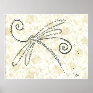 Poem in the shape of a dragonfly poster