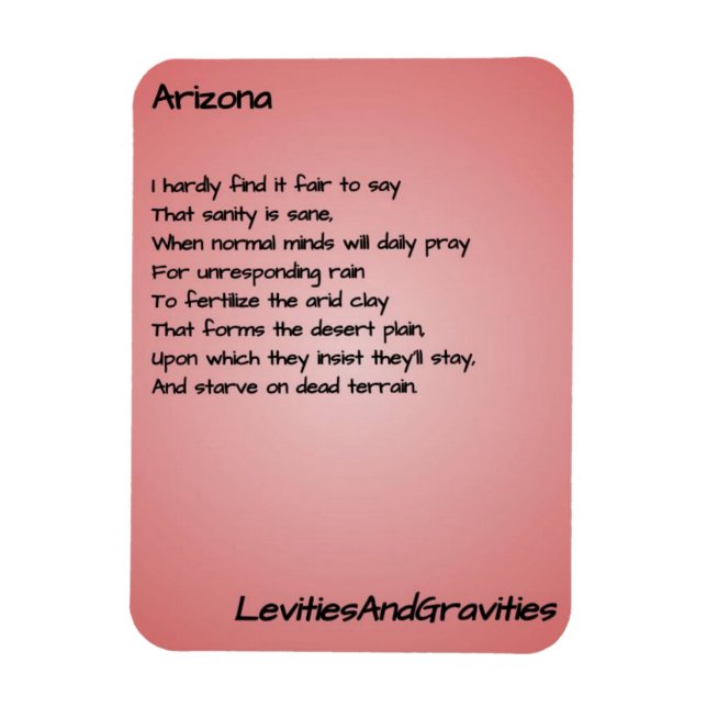 Poem Kitchen Magnet - Arizona (Vertical)
