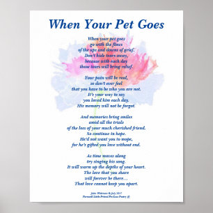 Poem: Male Pet Loss Sympathy FL Poster Matte