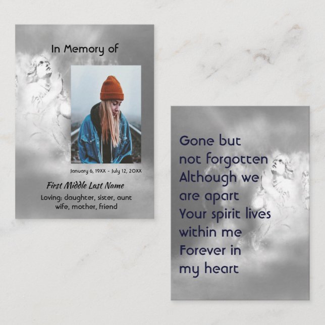  Poem Memorial Keepsake Angel Sky Clouds Business Card (Front/Back)