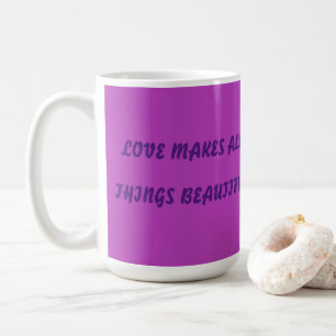 Poem motif text on lavender with globes pattern coffee mug