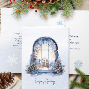 Poem Nordic Winter Scene Snowy Arch Christmas Holiday Card