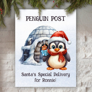 Poem Pastel Snow Cute Rhyme Penguin Christmas Poster